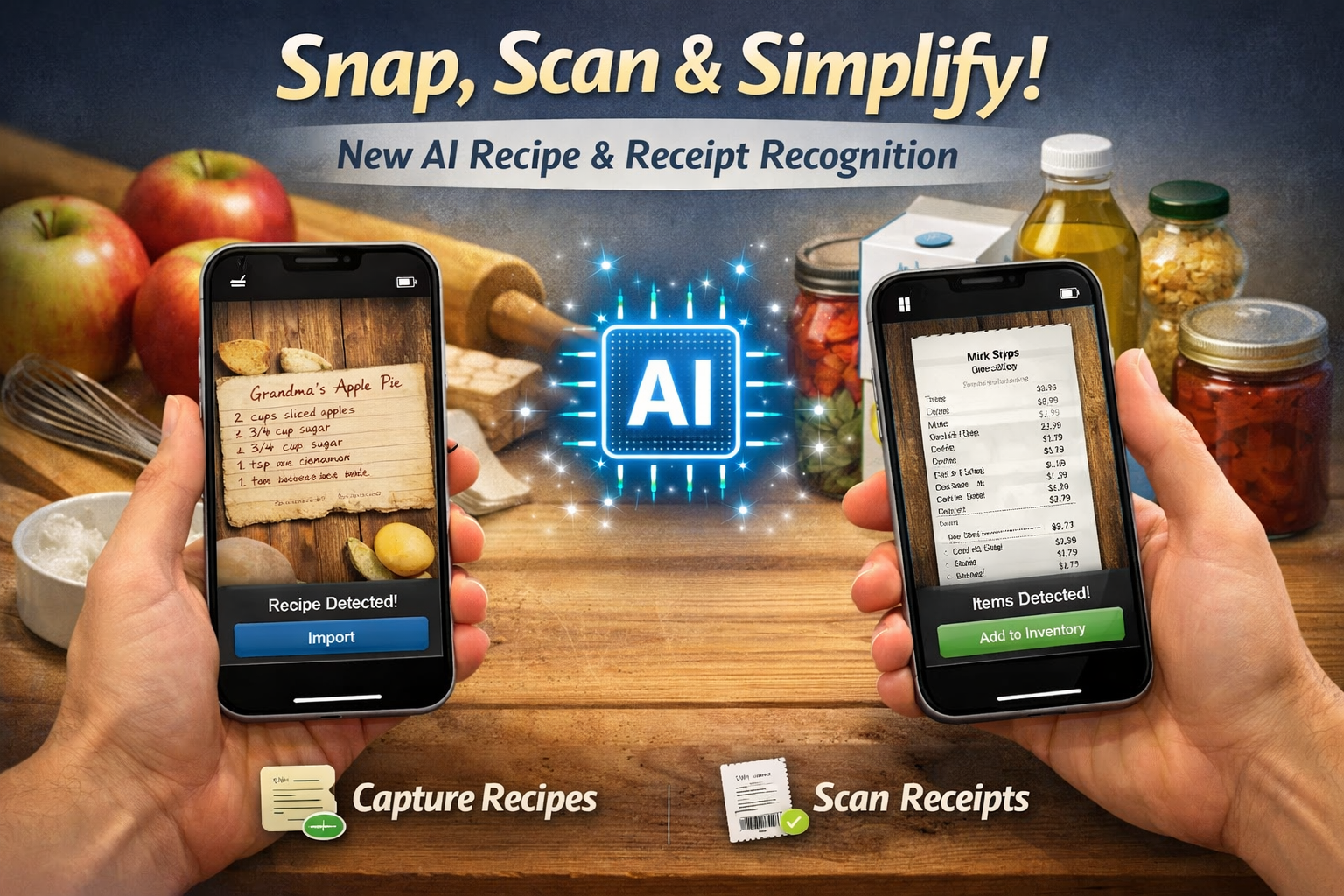AI-powered recipe and receipt scan