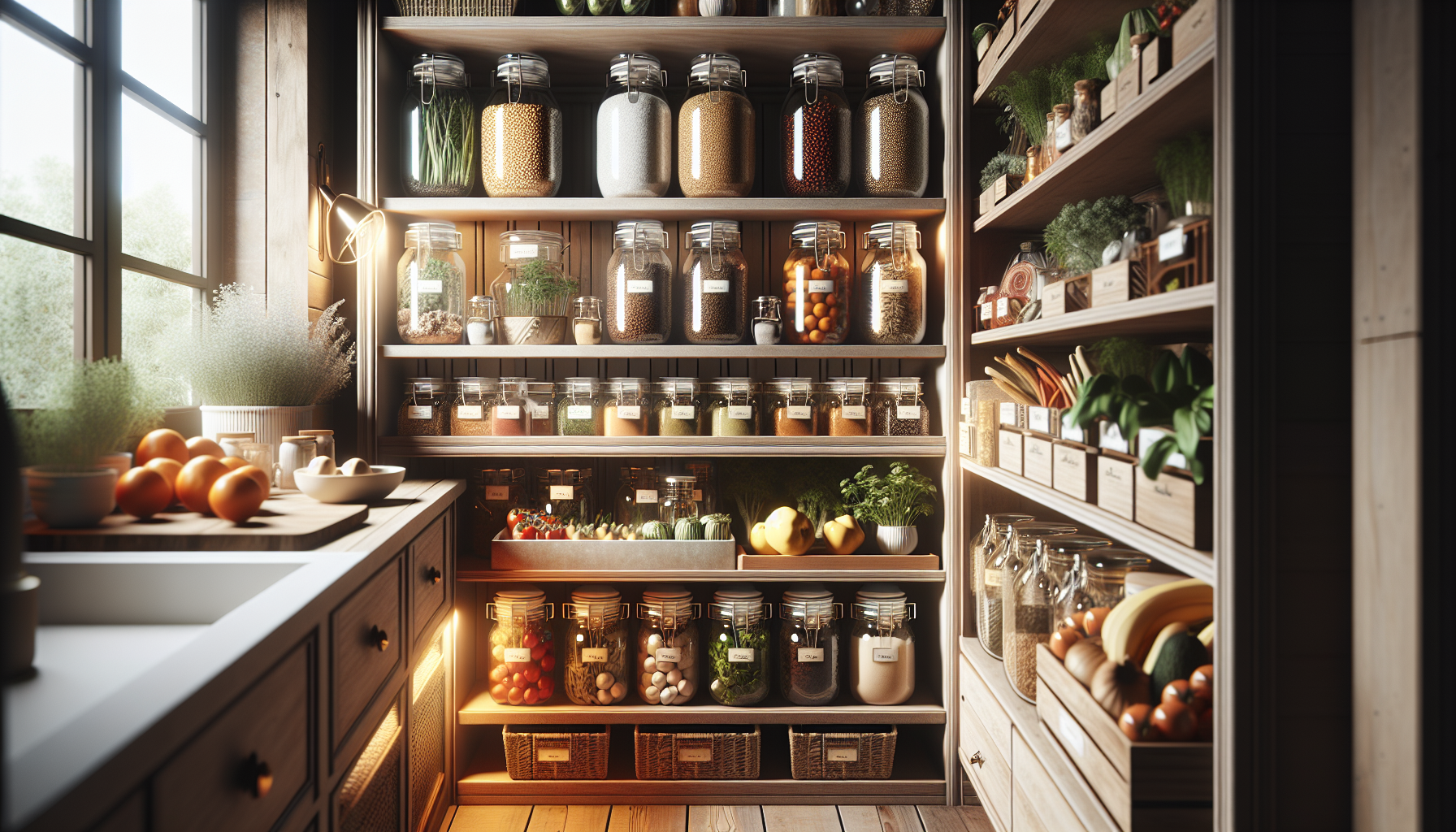 A person using the PantryLink app on a smartphone in a kitchen setting