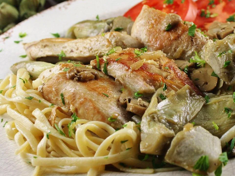 Romantic Chicken with Artichokes and Mushrooms